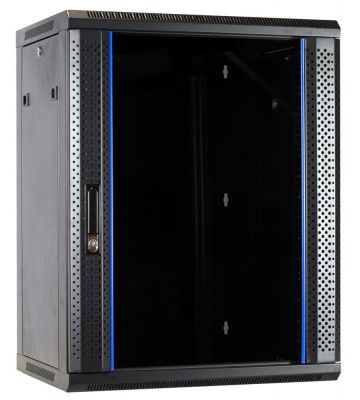 15 HE Serverschrank, Wandgehäuse, mit Glastür (BxTxH) 600 x 450 x 770 mm 