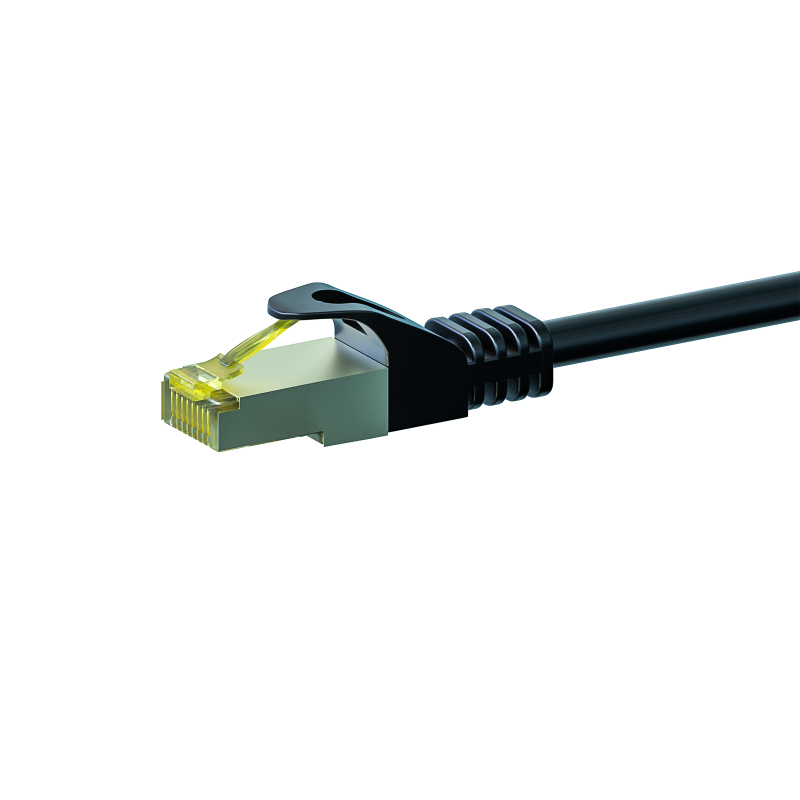 RJ45 Netzwerkkabel S/FTP (PiMF), mit CAT 7 Rohkabel, Schwarz, 2m