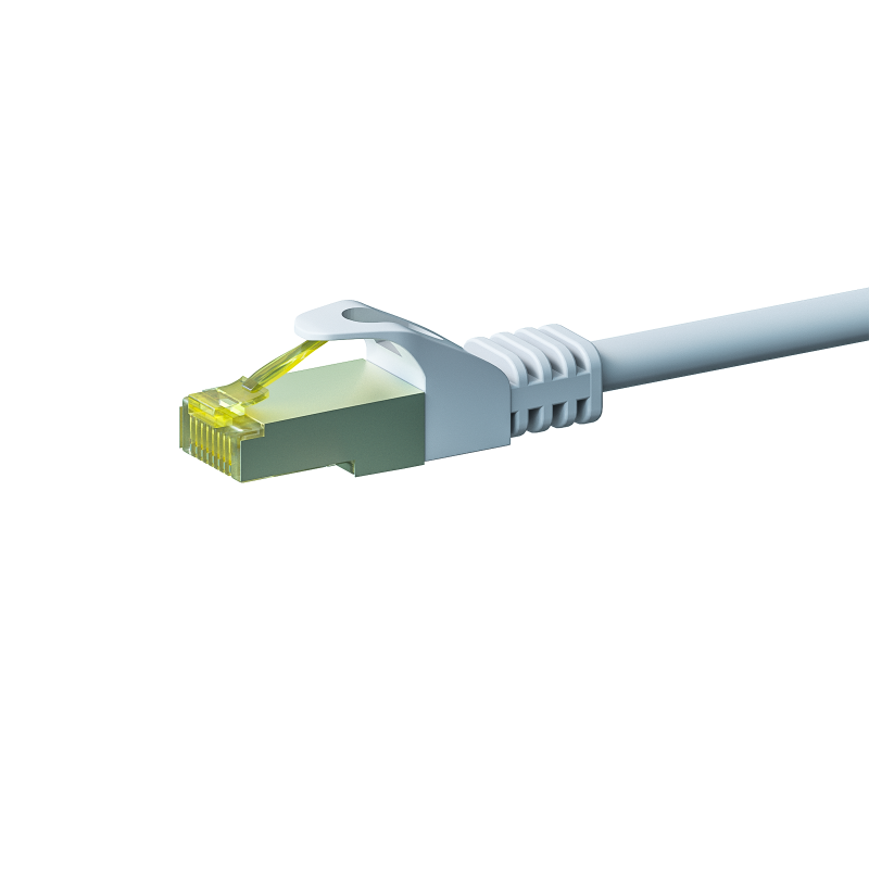 RJ45 Netzwerkkabel S/FTP (PiMF), mit CAT 7 Rohkabel, Weiß, 0,25m