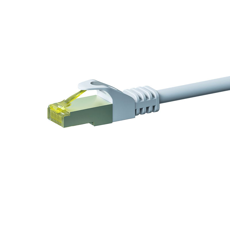 RJ45 Netzwerkkabel S/FTP (PiMF), mit CAT 7 Rohkabel, Weiß, 2m