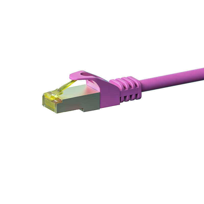 RJ45 Netzwerkkabel S/FTP (PiMF), mit CAT 7 Rohkabel, Rosa, 2m